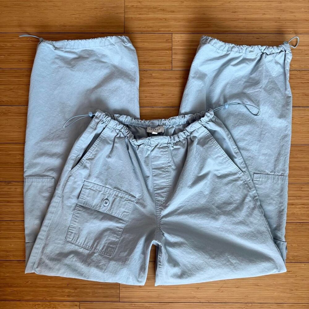 PacSun Light Blue Parachute Cargo Pants S Low Rise Cinch Hem